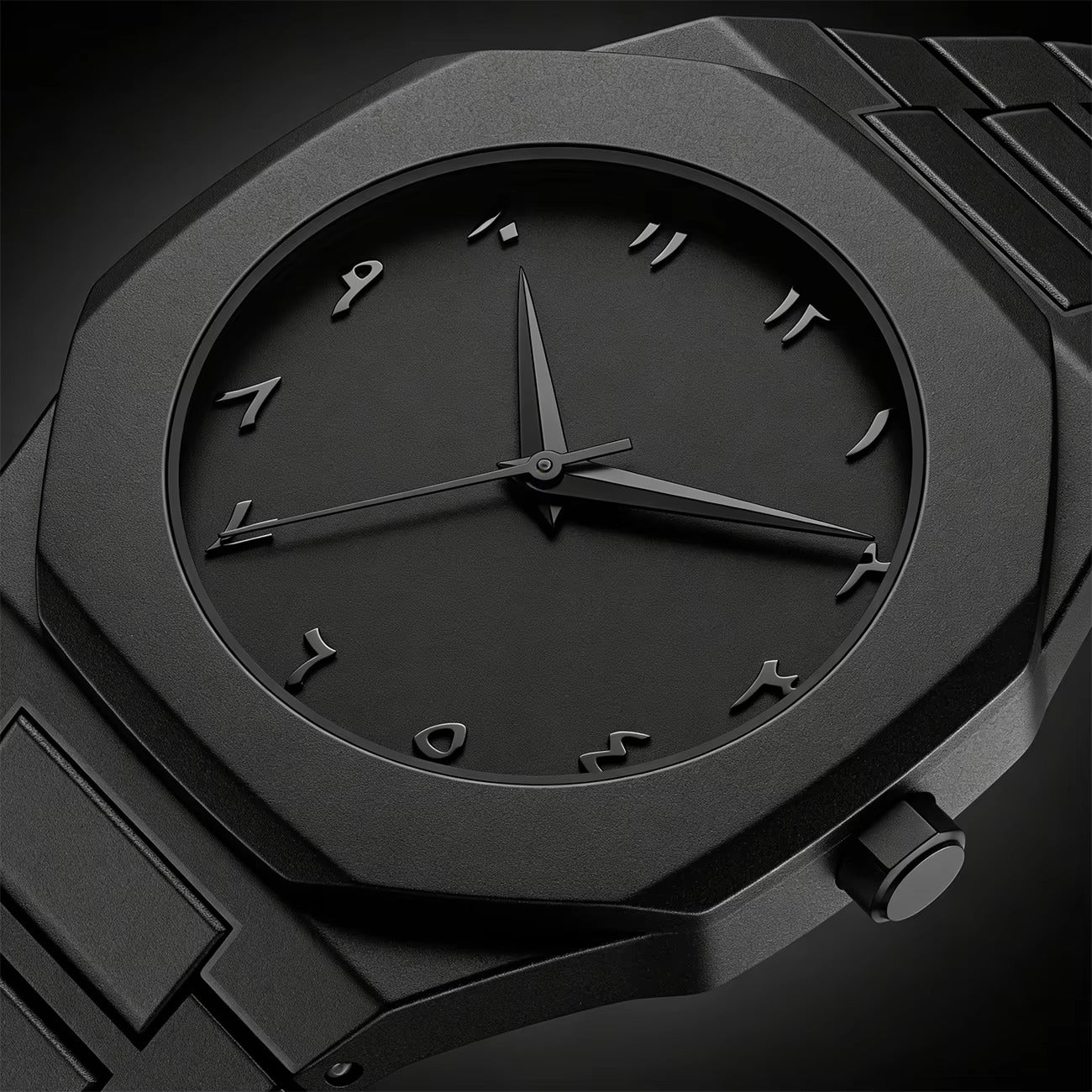 Midnight Octagon Luxury Stainless Steel Watch – Minimal Black Dial