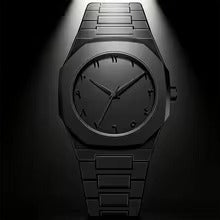 Midnight Octagon Luxury Stainless Steel Watch – Minimal Black Dial